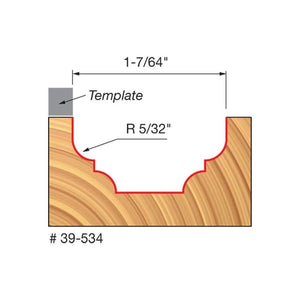 Freud | 39 - 534 5/32 Radius Top Bearing Cove and Bead Groove Bit with 3/8 Shank - Mississauga Hardware Centre IncFreud39-534