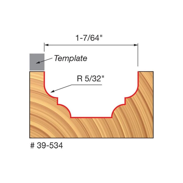 Freud | 39 - 534 5/32 Radius Top Bearing Cove and Bead Groove Bit with 3/8 Shank - Mississauga Hardware Centre IncFreud39-534