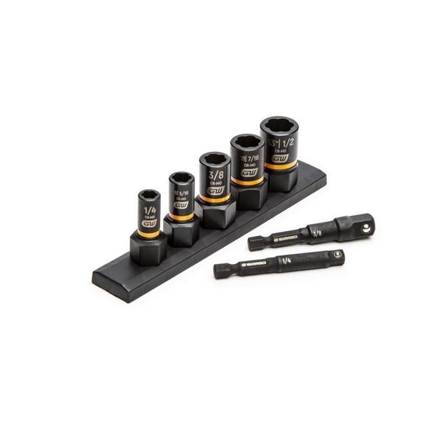 GEARWRENCH 83911 7 Pc. 1/4 in and 3/8 in Drive SAE Bolt Biter Impact Extraction Socket Set - Mississauga Hardware Centre Inc