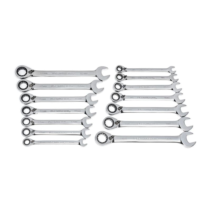GEARWRENCH 85142 14 Pc. 72 - Tooth 12 Point Reversible Ratcheting Combination SAE and Metric Wrench Set - Mississauga Hardware Centre Inc