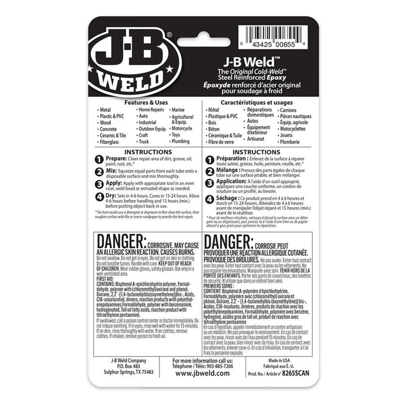 J - B WELD 2 oz. Original Cold Weld Resin and Hardener - Mississauga Hardware Centre Inc