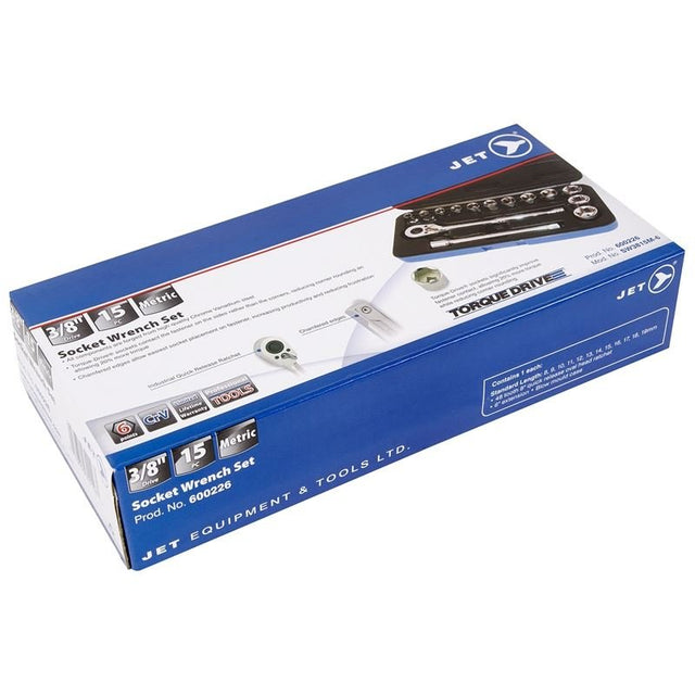 Jet 600226 15 Pc 3/8 Dr Metric Socket Wrench Set - 6 Point - Mississauga Hardware Centre IncJET600226