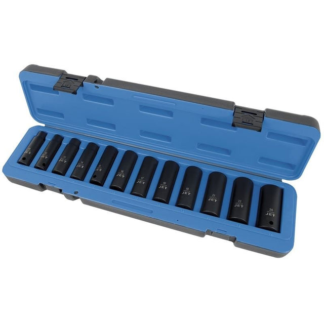 Jet 610310 12 Pc 1/2 Dr Deep Metric Impact Socket Set - 6 Point - Mississauga Hardware Centre IncJET610310