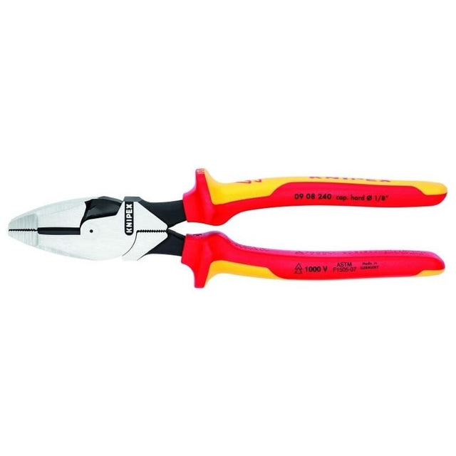 KNIPEX 09 08 240 SBA 9 1/2in High Leverage Linemans Pliers New England Head - 1000V Insulated - Mississauga Hardware Centre Inc