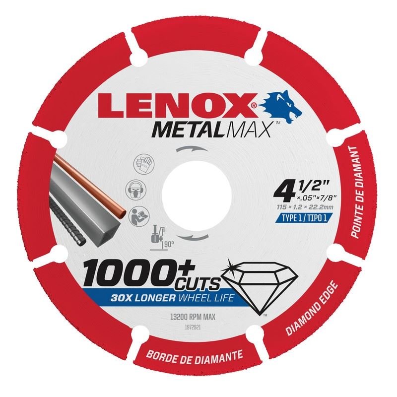 Lenox Metalmax 1972921 4 - 1/2in Diamond Grit Cut - Off Wheel - Mississauga Hardware Centre Inc