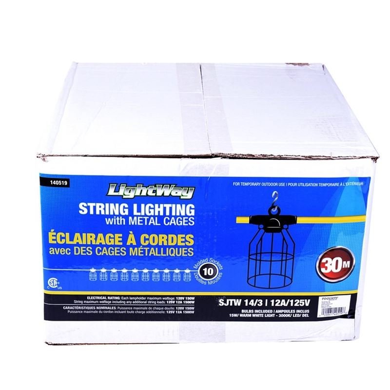 LightWay 100 ft. 10 Bulb Caged LED String Worklight - Mississauga Hardware Centre Inc