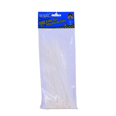 LightWay 100pc 8 in. Cable Ties (White) - Mississauga Hardware Centre Inc