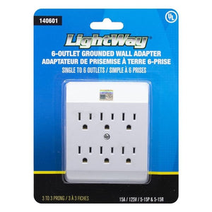 LightWay 6 Outlet Wall Tap (White) - Mississauga Hardware Centre Inc