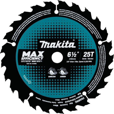 Makita B - 62963 6â€‘1/2in 25T Carbideâ€‘Tipped Max Efficiency Circular Saw Blade - Mississauga Hardware Centre IncMakitaB-62963
