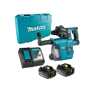 Makita DHR242RTEW 18V LXT Brushless Cordless 15/16 in SDS - PLUS Rotary Hammer w/DX06 Dust Extraction Attachment (5.0 Ah x2 Kit) - Mississauga Hardware Centre IncMakitaDHR242RTEW