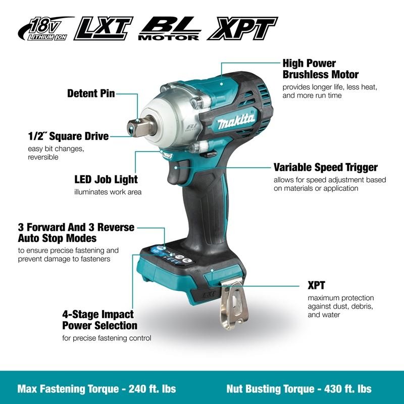 Makita DTW301XVZ 1/2in Cordless Impact Wrench with Brushless Motor - Mississauga Hardware Centre IncMakitaDTW301XVZ