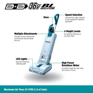 Makita DVC560PT2 18V X2 (36V) LXT Li?Ion Cordless (5.0L) 12in Upright Vacuum Cleaner - Mississauga Hardware Centre IncMakitaDVC560PT2
