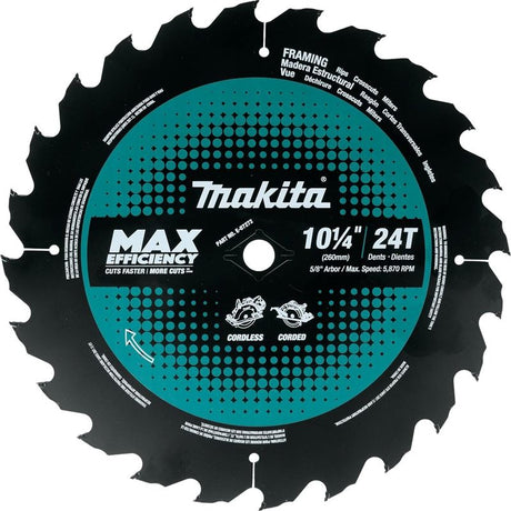 MAKITA E - 07272 10 - 1/4 in 24T Carbide Tipped Max Efficiency Circular Saw Blade, Framing - Mississauga Hardware Centre IncMakitaE-07272