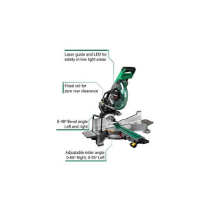 METABO C10FSHCT 10in Sliding Dual Compound Miter Saw with Laser Metabo HPT - Mississauga Hardware Centre Inc