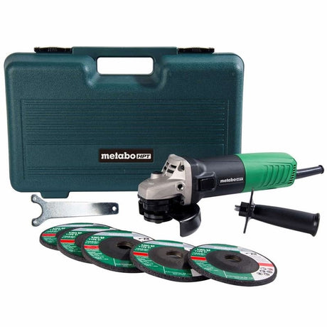 metabo HPT G12SR4M 4 - 1/2 Inch 6.2 Amp Slide Switch Angle Grinder Kit w/ 5 Abrasive Wheels - Mississauga Hardware Centre Inc