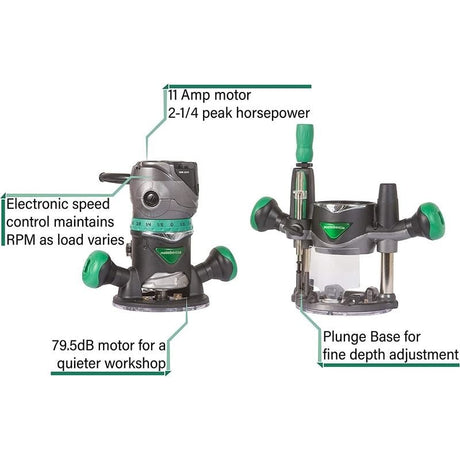 metabo HPT KM12VC 2 - 1/4 Peak HP Variable Speed Fixed/Plunge Base Router Kit - Mississauga Hardware Centre Inc