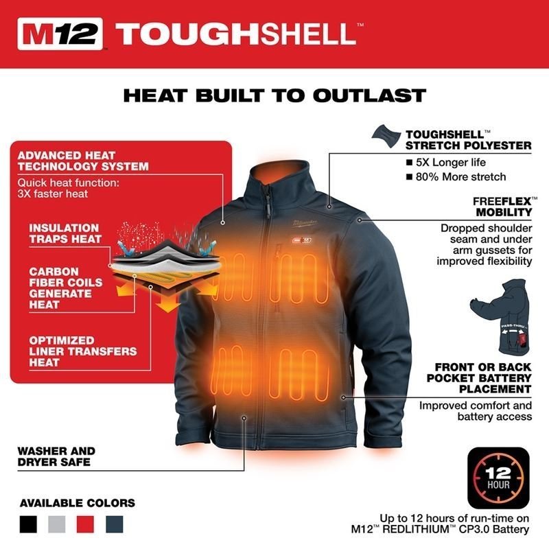 Milwaukee 204BL - 21 M12 Heated TOUGHSHELL Jacket - Blue - Mississauga Hardware Centre Inc