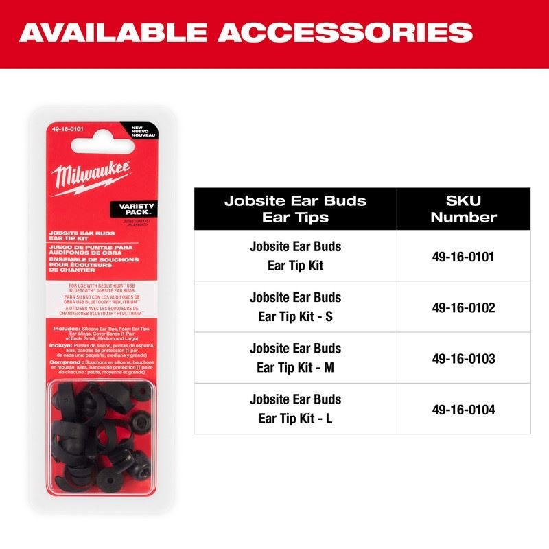 Milwaukee 2191 - 21 REDLITHIUM USB Bluetooth Jobsite Ear Buds - Mississauga Hardware Centre Inc