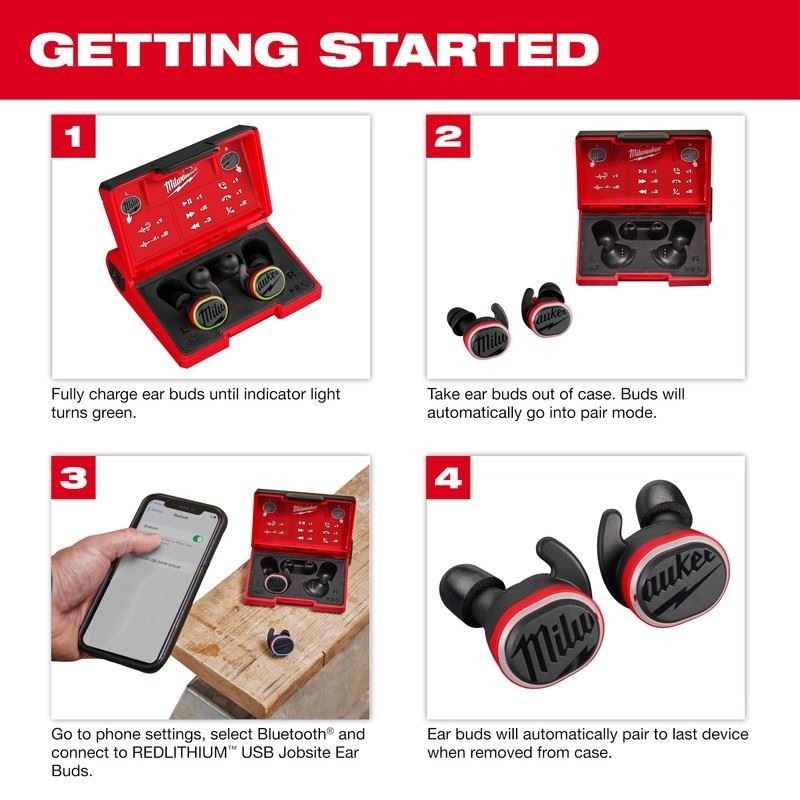 Milwaukee 2191 - 21 REDLITHIUM USB Bluetooth Jobsite Ear Buds - Mississauga Hardware Centre Inc