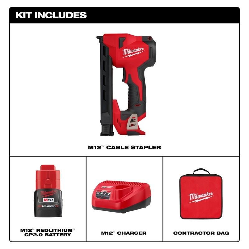 Milwaukee 2448 - 21 M12 Cable Stapler Kit - Mississauga Hardware Centre Inc