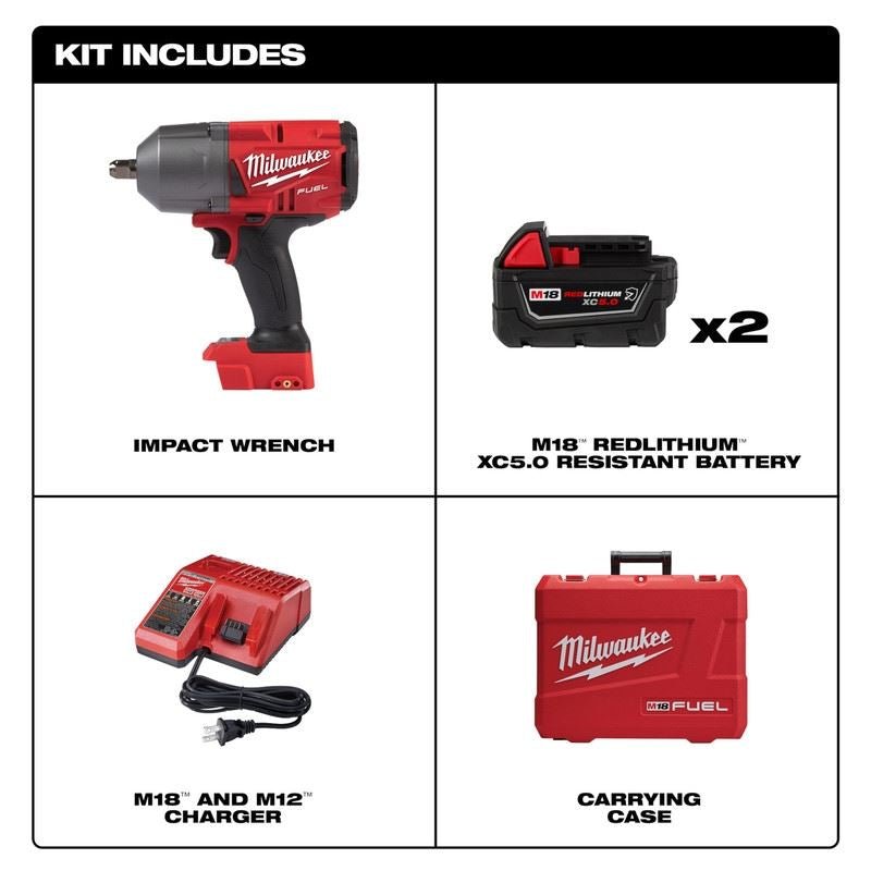 Milwaukee 2766 - 22R M18 FUEL High Torque 1/2in Impact Wrench with Pin Detent Kit - Mississauga Hardware Centre Inc
