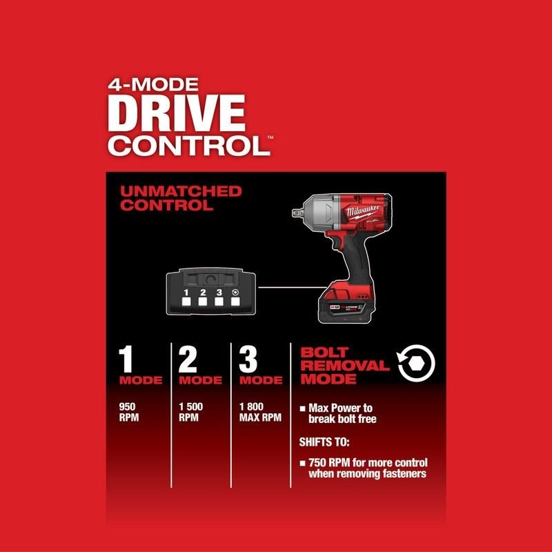 Milwaukee 2766 - 22R M18 FUEL High Torque 1/2in Impact Wrench with Pin Detent Kit - Mississauga Hardware Centre Inc