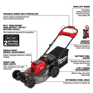 Milwaukee 2823 - 22HD M18 FUEL 21in Self - Propelled Dual Battery Mower Kit - Mississauga Hardware Centre Inc