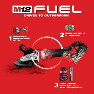 Milwaukee 2887 - 20 M18 FUEL 5in Flathead Braking Grinder, Slide Switch Lock - On - Mississauga Hardware Centre Inc