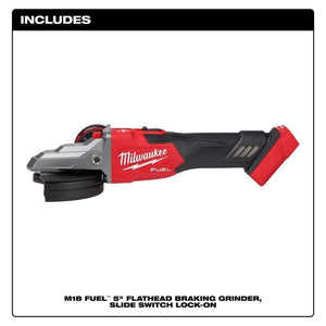 Milwaukee 2887 - 20 M18 FUEL 5in Flathead Braking Grinder, Slide Switch Lock - On - Mississauga Hardware Centre Inc