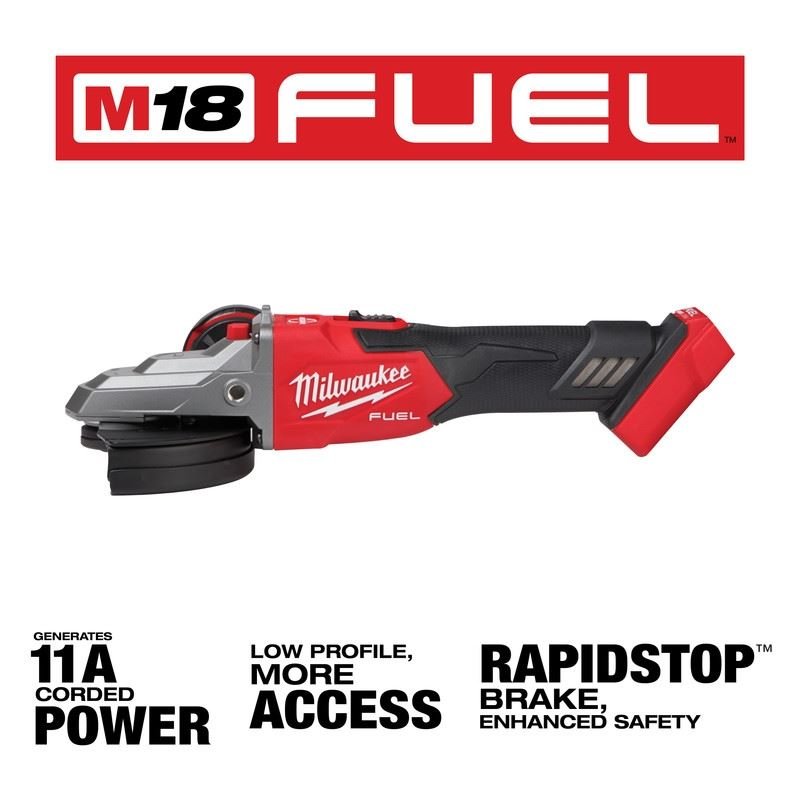 Milwaukee 2887 - 20 M18 FUEL 5in Flathead Braking Grinder, Slide Switch Lock - On - Mississauga Hardware Centre Inc