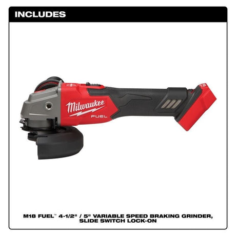 Milwaukee 2889 - 20 M18 FUEL 4 - 1/2in / 5in Variable Speed Braking Grinder, Slide Switch Lock - On - Mississauga Hardware Centre Inc