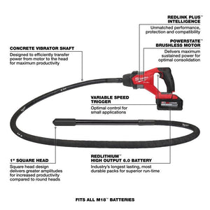Milwaukee 2911 - 21 M18 FUEL 8ft Concrete Pencil Vibrator Kit - Mississauga Hardware Centre Inc