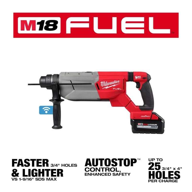 Milwaukee 2916 - 22 M18 FUEL 1 - 1/4in SDS Plus D - Handle Rotary Hammer Kit w/ ONE - KEY - Mississauga Hardware Centre Inc