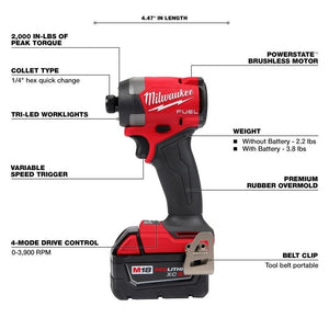 Milwaukee 2953 - 22 M18 FUEL 1/4in Hex Impact Driver Kit - Mississauga Hardware Centre Inc