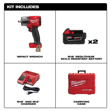 Milwaukee 2962 - 22R M18 FUEL 1/2in Mid - Torque Impact Wrench w/ Friction Ring Kit - Mississauga Hardware Centre Inc