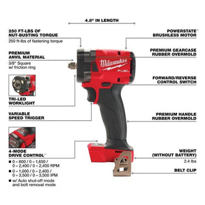 Milwaukee 2991 - 22 M18 FUEL Compact Impact Wrench and Grinder 2 Tool Combo Kit - Mississauga Hardware Centre Inc