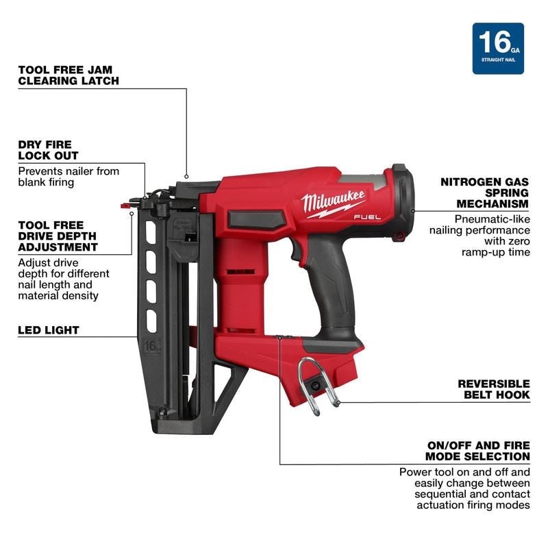 Milwaukee 3020 - 20 M18 FUEL 16 Gauge Straight Finish Nailer - Mississauga Hardware Centre Inc