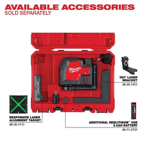 Milwaukee 3521 - 21 USB Rechargeable Green Cross Line Laser - Mississauga Hardware Centre Inc