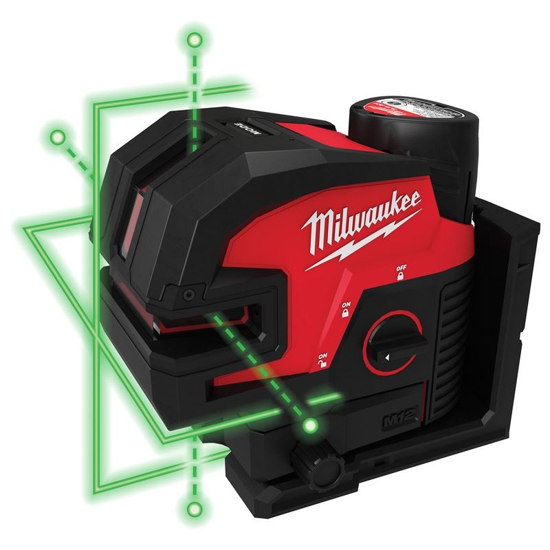 Milwaukee 3624 - 21 M12 Green Cross Line and 4 - Points Laser Kit - Mississauga Hardware Centre Inc