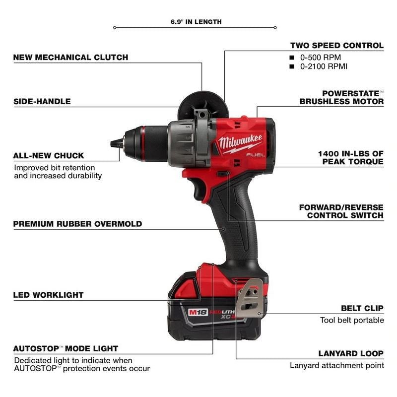 Milwaukee 3697 - 22CXC M18 FUEL 18V Brushless Cordless Hammer Drill and Impact Driver Combo Kit (2 - Tool) - Mississauga Hardware Centre Inc
