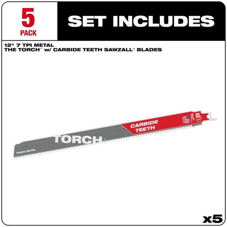 Milwaukee 48 - 00 - 5593 12in Torch Carbide Sawzall Blades - Mississauga Hardware Centre Inc