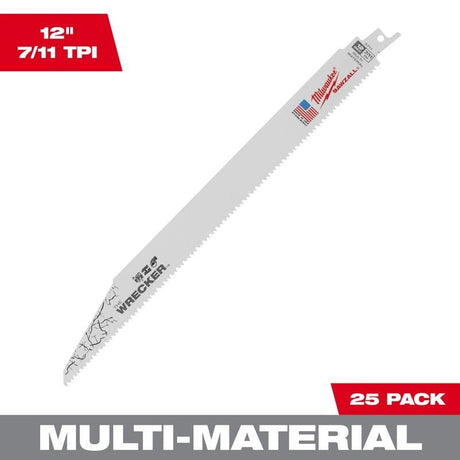 Milwaukee 48 - 00 - 8711 WRECKER Multi - Material SAWZALL Blade 12in 7/11TPI - 25pk - Mississauga Hardware Centre Inc
