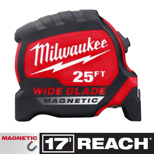 Milwaukee 48 - 22 - 0225M 25 FT Wide Blade Magnetic Tape Measure - Mississauga Hardware Centre Inc