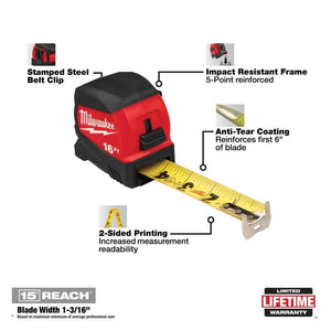 Milwaukee 48 - 22 - 0416 16FT Compact Wide Blade Tape Measure - Mississauga Hardware Centre Inc