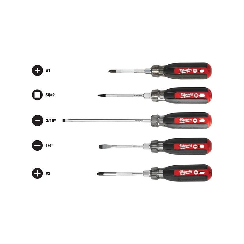 Milwaukee 48 - 22 - 2885 Cushion Grip Screwdriver Set (5 - Piece) - Mississauga Hardware Centre Inc