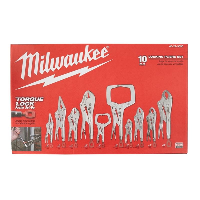 Milwaukee 48 - 22 - 3690 10 Pc. TORQUE LOCK LOCKING PLIERS KIT - Mississauga Hardware Centre Inc