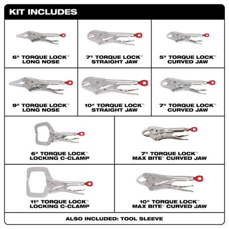 Milwaukee 48 - 22 - 3690 10 Pc. TORQUE LOCK LOCKING PLIERS KIT - Mississauga Hardware Centre Inc