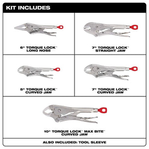 Milwaukee 48 - 22 - 3695 5 Pc. TORQUE LOCK LOCKING PLIERS KIT - Mississauga Hardware Centre Inc