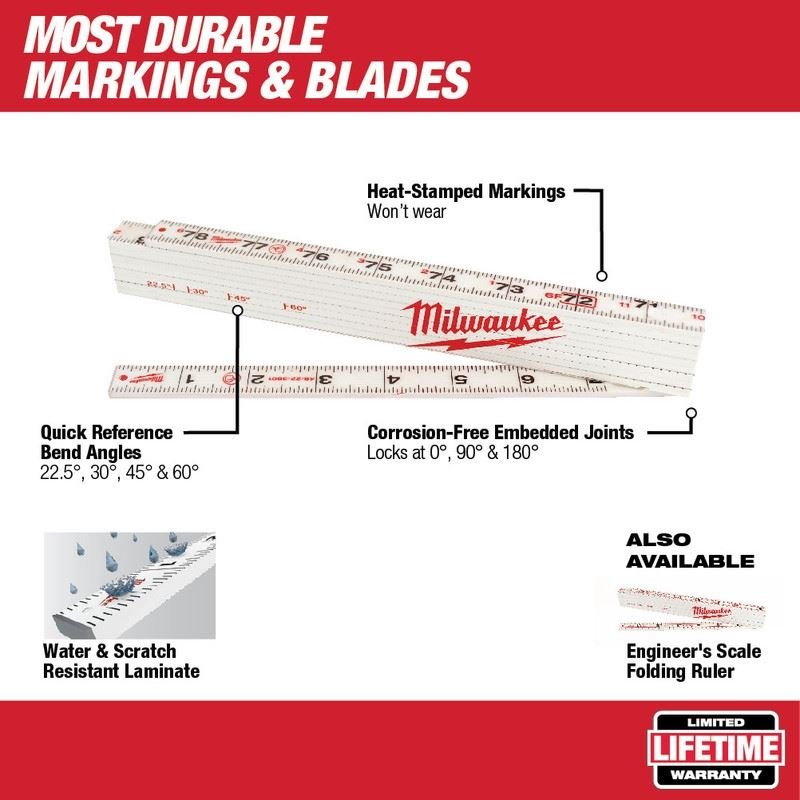 Milwaukee 48 - 22 - 3801 Composite Folding Rule - Mississauga Hardware Centre Inc