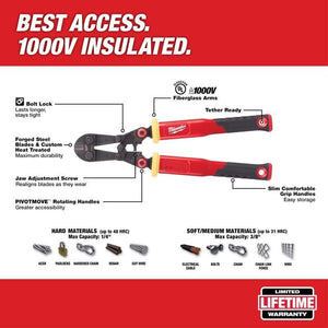 Milwaukee 48 - 22 - 4218 Fiberglass Bolt Cutter with PIVOTMOVE Rotating Handles - Mississauga Hardware Centre Inc